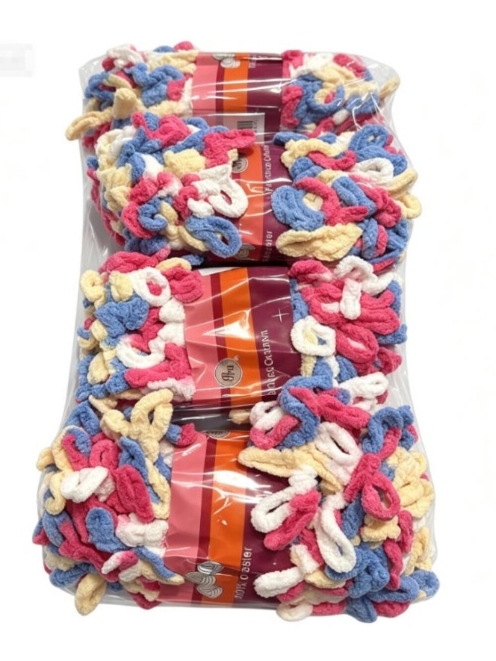 4 Skeins Multicolor Loop Yarn Fluffy Chunky Finger Knit Yarn for Blanket